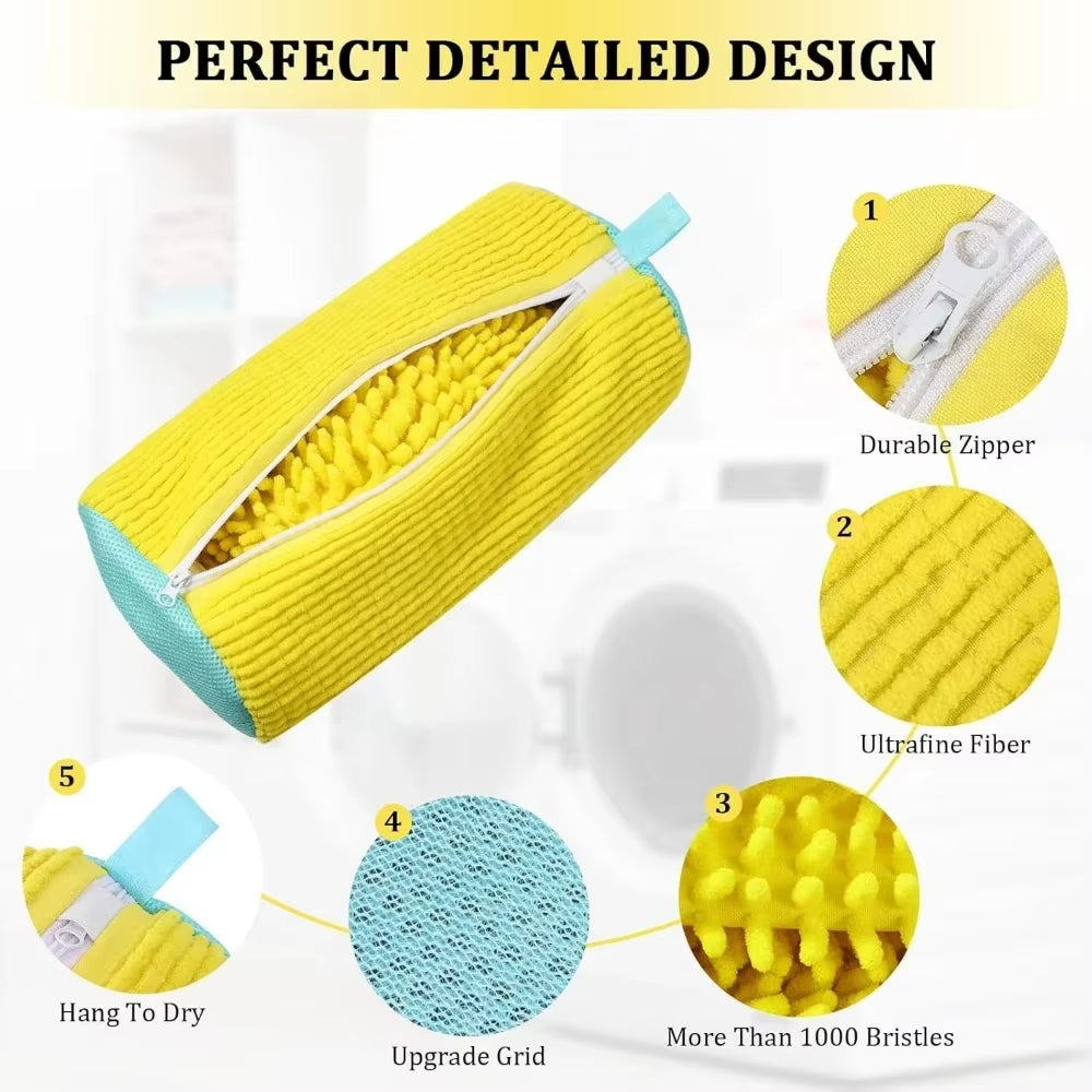 1/4PCS Shoe Washing Bag Washing Machine Laundry Bags with Zipper Closure Shoes Cleaning Bag Shoes Laundry Fluffy Fibers Sneaker
