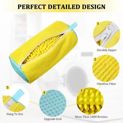 1/4PCS Shoe Washing Bag Washing Machine Laundry Bags with Zipper Closure Shoes Cleaning Bag Shoes Laundry Fluffy Fibers Sneaker